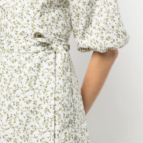 Reformation Mint linen wrap midi dress new - Picture 9 of 14